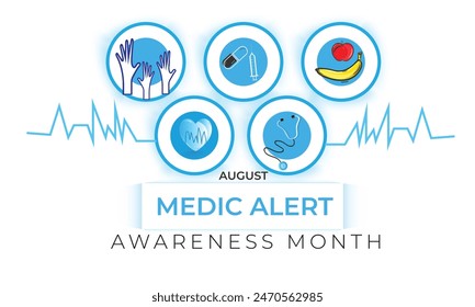 Medic Alert awareness month. background, banner, card, poster, template. Vector illustration.