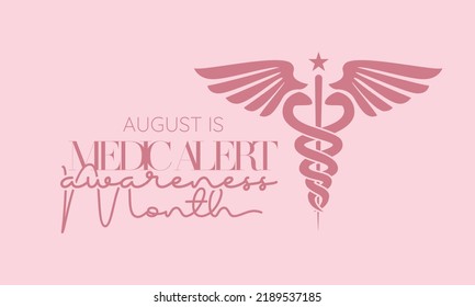 Medic Alert awareness month calligraphic banner design on pink background. Script lettering banner, poster, card concept idea. Health awareness vector template.