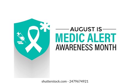 Medic Alert awareness month is observed every year in August. Holiday concept. background, banner, vector illustration.