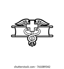 Medic badge black outlined vector