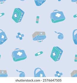 Medic Bag Bandage Vector Seamless Pattern illustration Design