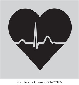 Icono vectorial de presión arterial, cardiograma, logotipo sanitario, latido cardiaco