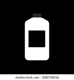 Botella módica blanca sobre fondo negro