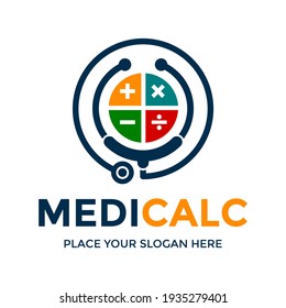Medic calculator or accounting vector logo template. This design use stethoscope symbol.