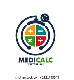 Medic calculator or accounting vector logo template. This design use stethoscope symbol.