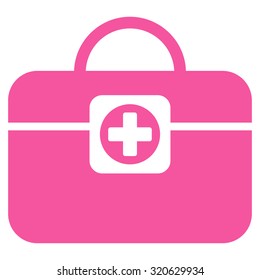 Medic Case vector icon. Style is flat symbol, pink color, rounded angles, white background.