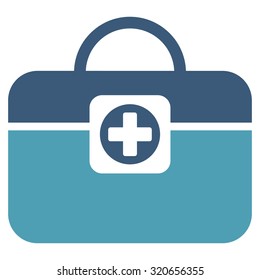 Medic Case vector icon. Style is bicolor flat symbol, cyan and blue colors, rounded angles, white background.