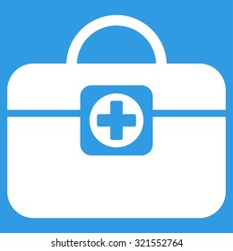 Medic Case vector icon. Style is flat symbol, white color, rounded angles, blue background.