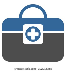 Medic Case vector icon. Style is bicolor flat symbol, cobalt and gray colors, rounded angles, white background.