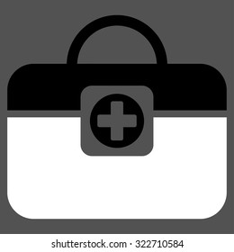 Medic Case vector icon. Style is bicolor flat symbol, black and white colors, rounded angles, gray background.
