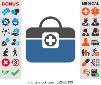 Medic Case vector icon. Style is bicolor flat symbol, cobalt and gray colors, rounded angles, white background.