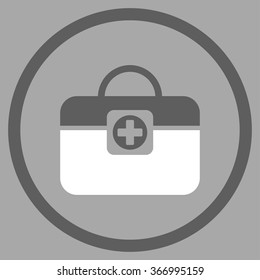 Medic Case vector icon. Style is bicolor flat circled symbol, dark gray and white colors, rounded angles, silver background.