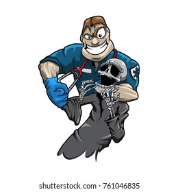 Medic defeat death vector color drawing mascot funny