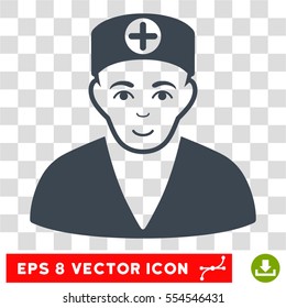 Medic EPS vector icon. Illustration style is flat iconic smooth blue symbol on chess transparent background.