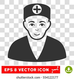 Medic EPS vector pictogram. Illustration style is flat iconic gray symbol on chess transparent background.