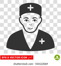 Medic EPS vector pictograph. Illustration style is flat iconic gray symbol on chess transparent background.