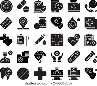 Medic fill icon set vector design illustration stock