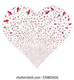 Medic fireworks with heart shape. Vector illustration style is flat red iconic symbols on a white background. Object heart created from random pictographs.