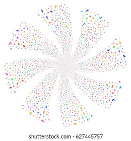 Medic fireworks swirl rotation. Vector illustration style is flat bright multicolored iconic symbols on a white background. Object whirl created from random icons.