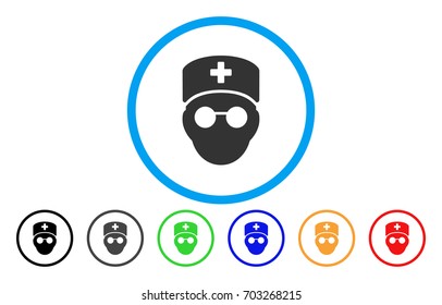 Medic Head rounded icon. Vector illustration style is a flat iconic symbol inside a circle, with black, grey, green, blue, orange, red color versions. Designed for web and software interfaces.