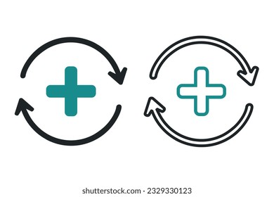 Icono de sincronización de curación médica. Vector de ilustración