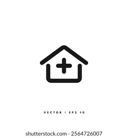 Medic House Icon. Editable Stroke