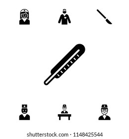 Medic icon. collection of 7 medic filled icons such as doctor, themometer, scalpel, nurse. editable medic icons for web and mobile.