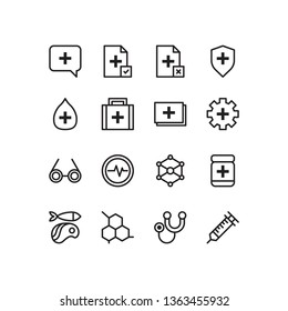 medic icon set medicine vector isolated