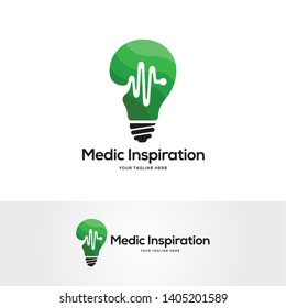 medic inspiration logo designs concept, creative icon symbol technology logo, light bulb logo design vector