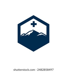 Medic Mountain simple modern Logo Vector Design 