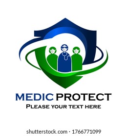 Medic Protect Logo Template Illustration. medizinisch 