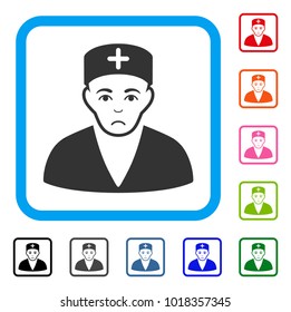 Medic raster flat icon. Human face has positive expression.