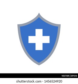 Medic Shield blue colour icon flat style design logo vector illustration. EPS 10