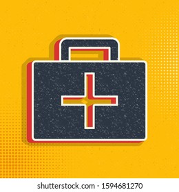 Medic suitcase pop art, retro icon. Vector illustration of pop art style