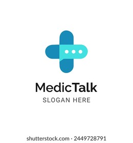 Medic talk logo concept. Health consultation logo vector illustration