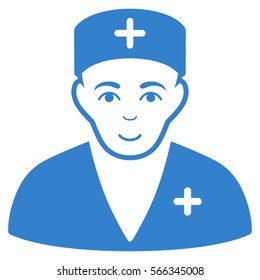 Medic vector icon. Flat cobalt symbol. Pictogram is isolated on a white background. Designed for web and software interfaces.