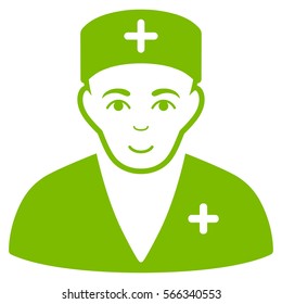 Medic vector icon. Flat eco green symbol. Pictogram is isolated on a white background. Designed for web and software interfaces.