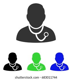 Medic vector icon. Illustration style is a flat iconic colored symbol with different color versions.