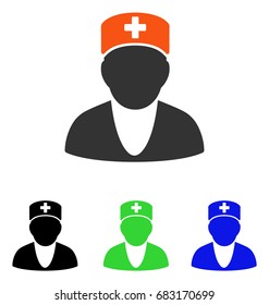 Medic vector icon. Illustration style is a flat iconic colored symbol with different color versions.