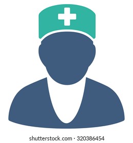 Medic vector icon. Style is bicolor flat symbol, cobalt and cyan colors, rounded angles, white background.