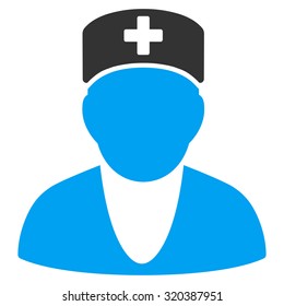 Medic vector icon. Style is bicolor flat symbol, blue and gray colors, rounded angles, white background.