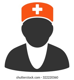 Medic vector icon. Style is bicolor flat symbol, orange and gray colors, rounded angles, white background.