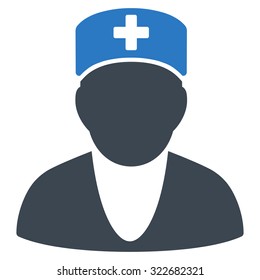 Medic vector icon. Style is bicolor flat symbol, smooth blue colors, rounded angles, white background.