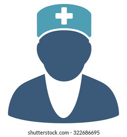 Medic vector icon. Style is bicolor flat symbol, cyan and blue colors, rounded angles, white background.