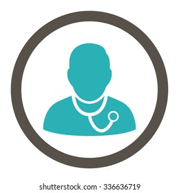 Medic vector icon. Style is bicolor flat rounded symbol, grey and cyan colors, rounded angles, white background.