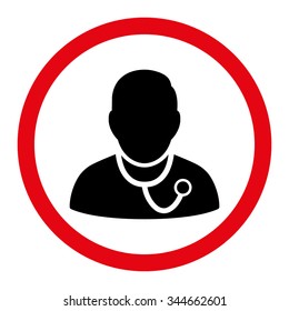 Medic vector icon. Style is bicolor flat rounded symbol, intensive red and black colors, rounded angles, white background.