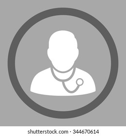 Medic vector icon. Style is bicolor flat rounded symbol, dark gray and white colors, rounded angles, silver background.