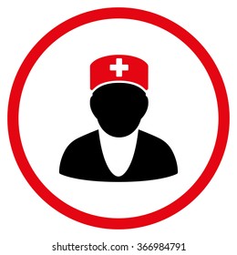 Medic vector icon. Style is bicolor flat circled symbol, intensive red and black colors, rounded angles, white background.