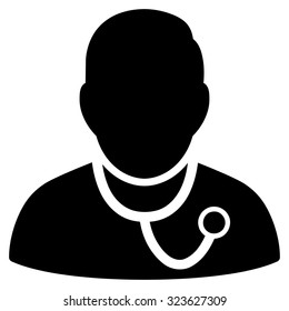 Medic vector icon. Style is flat symbol, black color, rounded angles, white background.