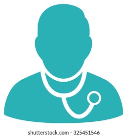 Medic vector icon. Style is flat symbol, cyan color, rounded angles, white background.